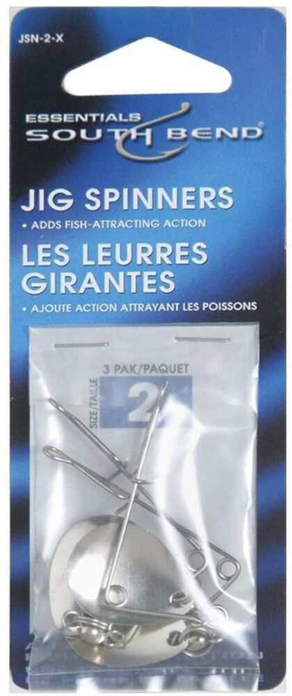 image of Jig Spinners Fishing Lure, #2, Nickle, 3 pk