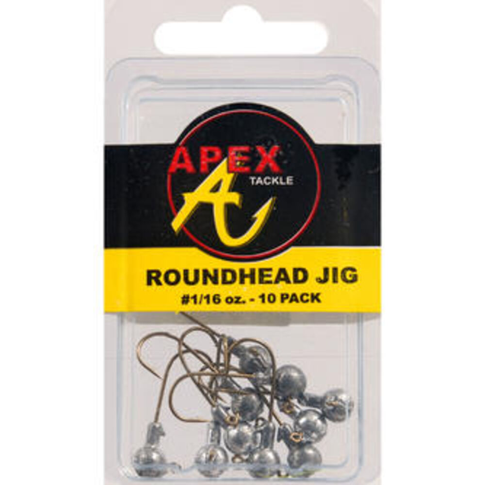image of Roundhead Jig Fishing Lure, 1/16 oz, Plain, 10 ct