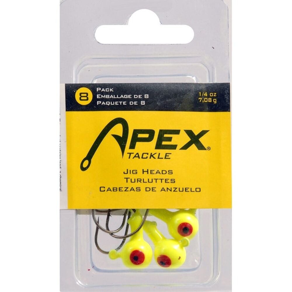 image of Roundhead Jig Fishing Lure, 1/4 oz, Chartreuse, 8 ct