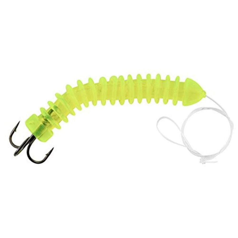image of Mudville Treble Hook Dip Worm, Chartreuse, 2 pk