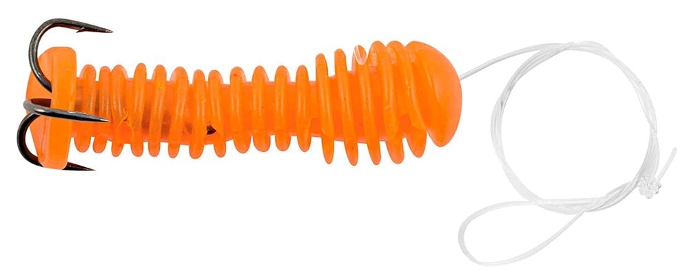 image of Mudville Treble Hook River Dip Worm, Orange, 2 pk