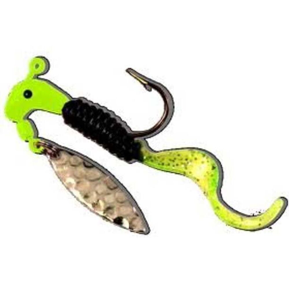 image of Chartreuse/Black Curlytail Fishing Lure, 1/16 oz