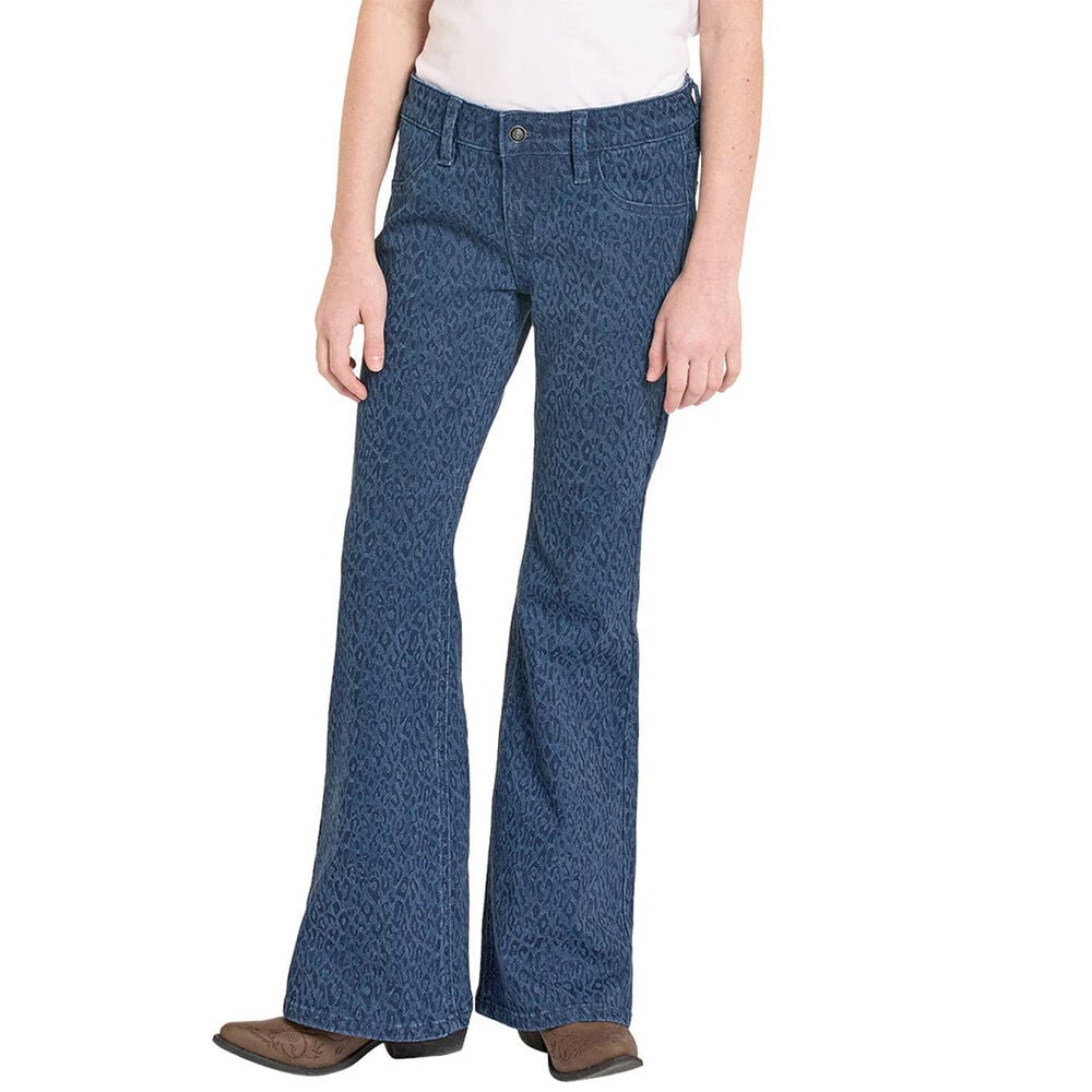 image of Girls' Cheetah Print Flare Jeans