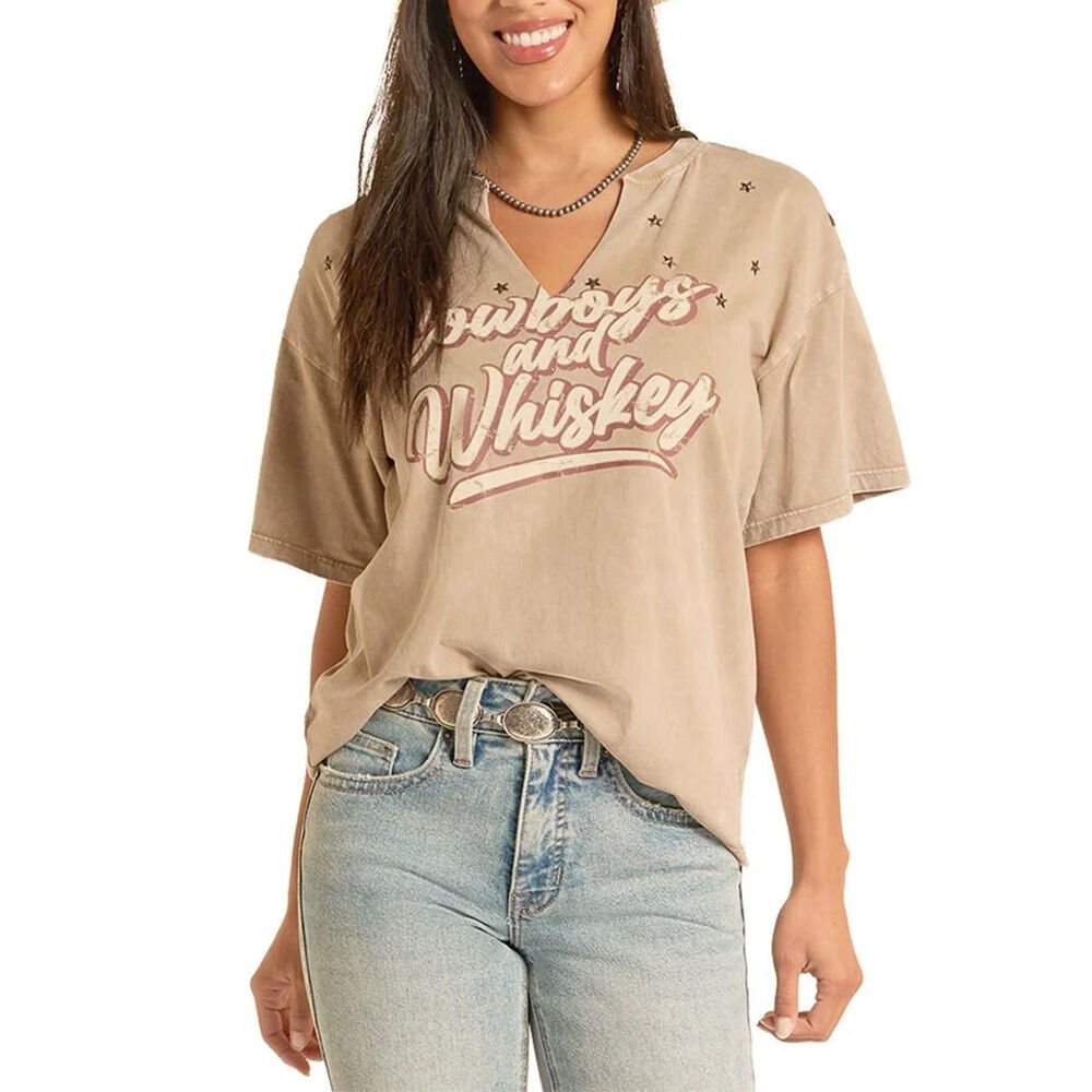 image of Women's Cowboys and Whiskey Graphic T-Shirt