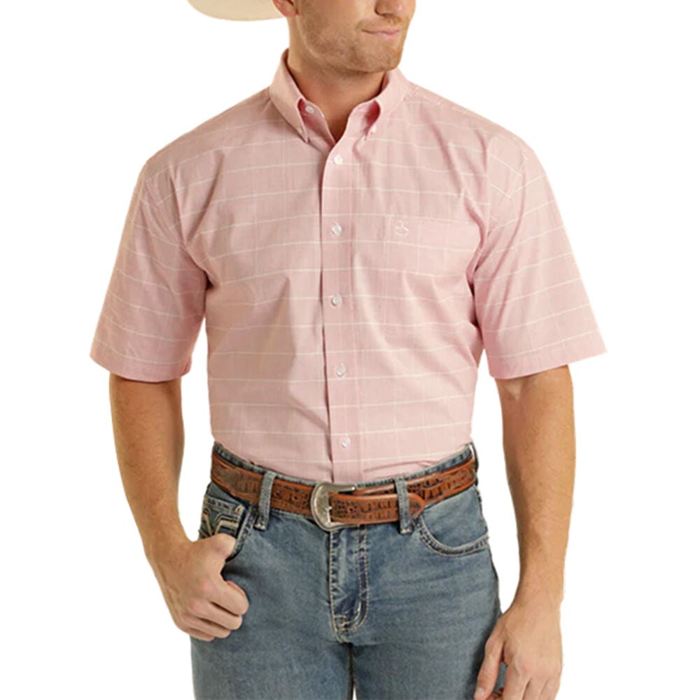 image of Men's Plaid Print Short Sleeve Shirt