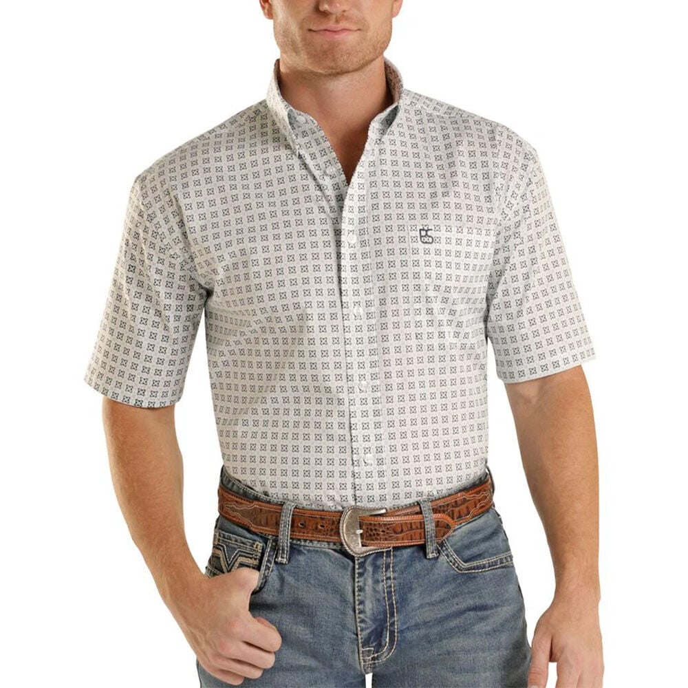 image of Men's Turquoise Print Short Sleeve Shirt