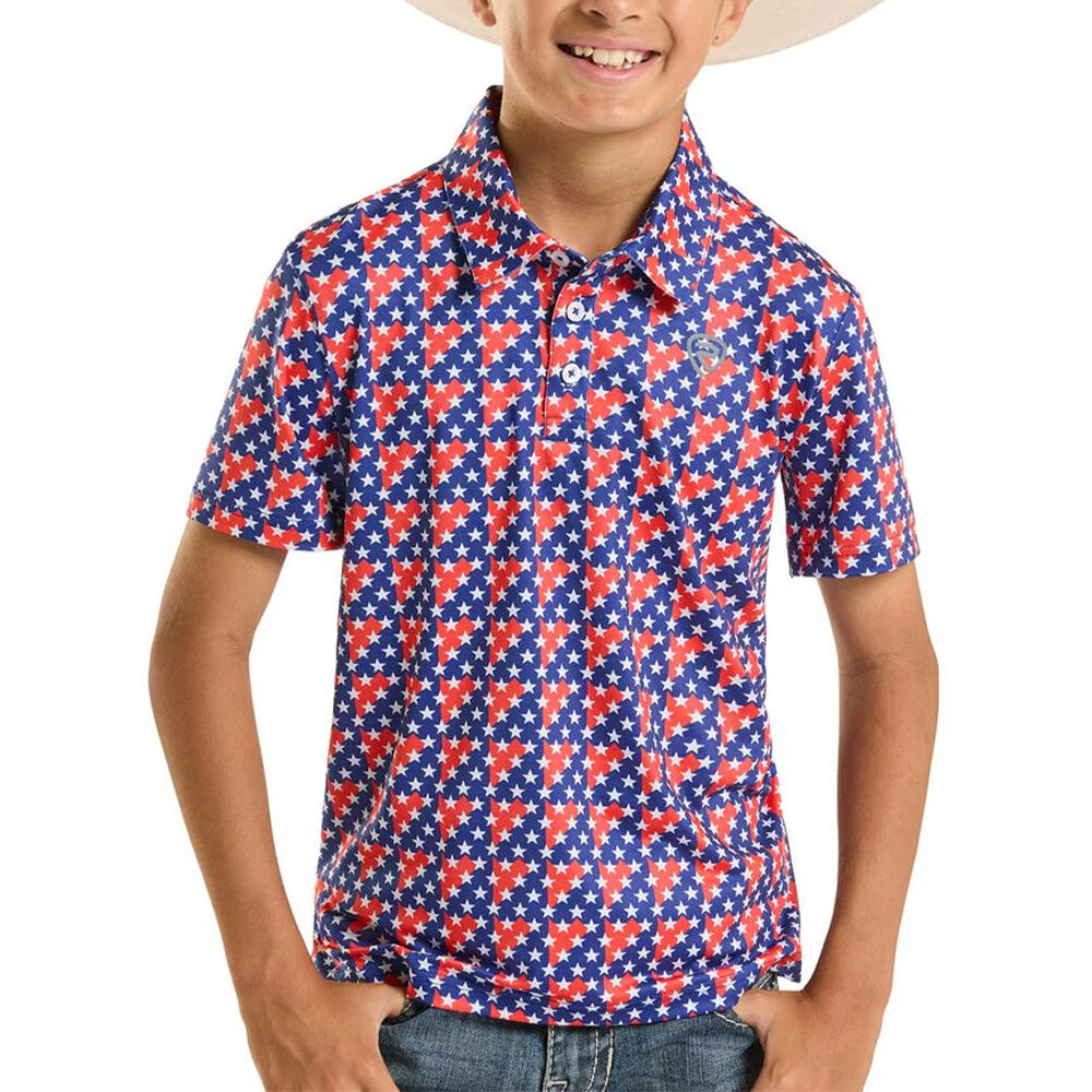 image of Boys' Americano Printed Short Sleve Polo