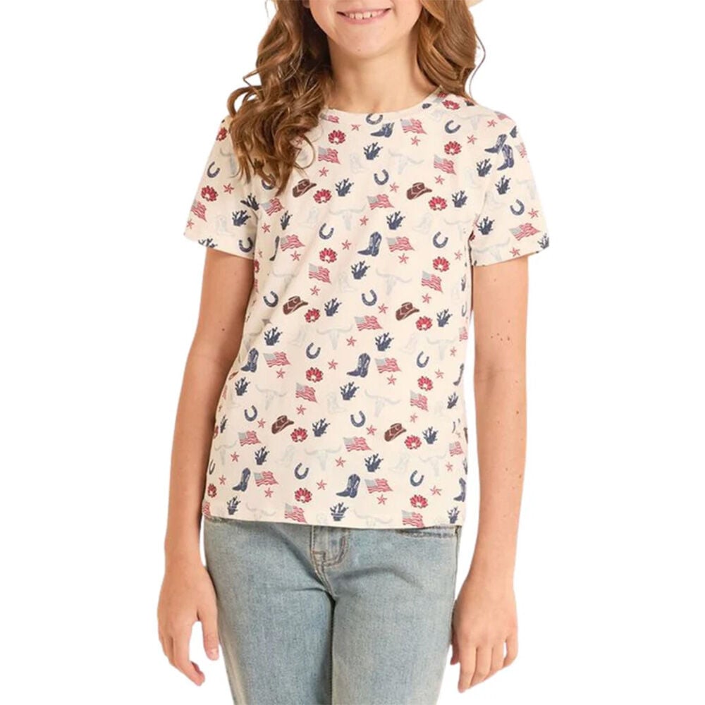 image of Girls' Amercian Graphic Short Sleeve T-Shirt