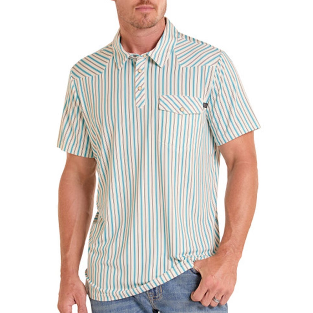 image of Men's Western Stripe Short Sleeve Polo