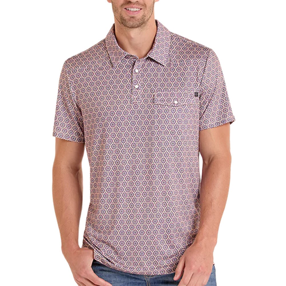 image of Men's Medallion Print Short Sleeve Polo
