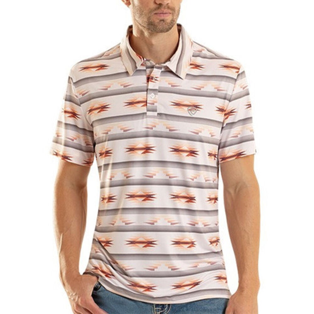 image of Men's Southwestern Aztec Print Short Sleeve Polo