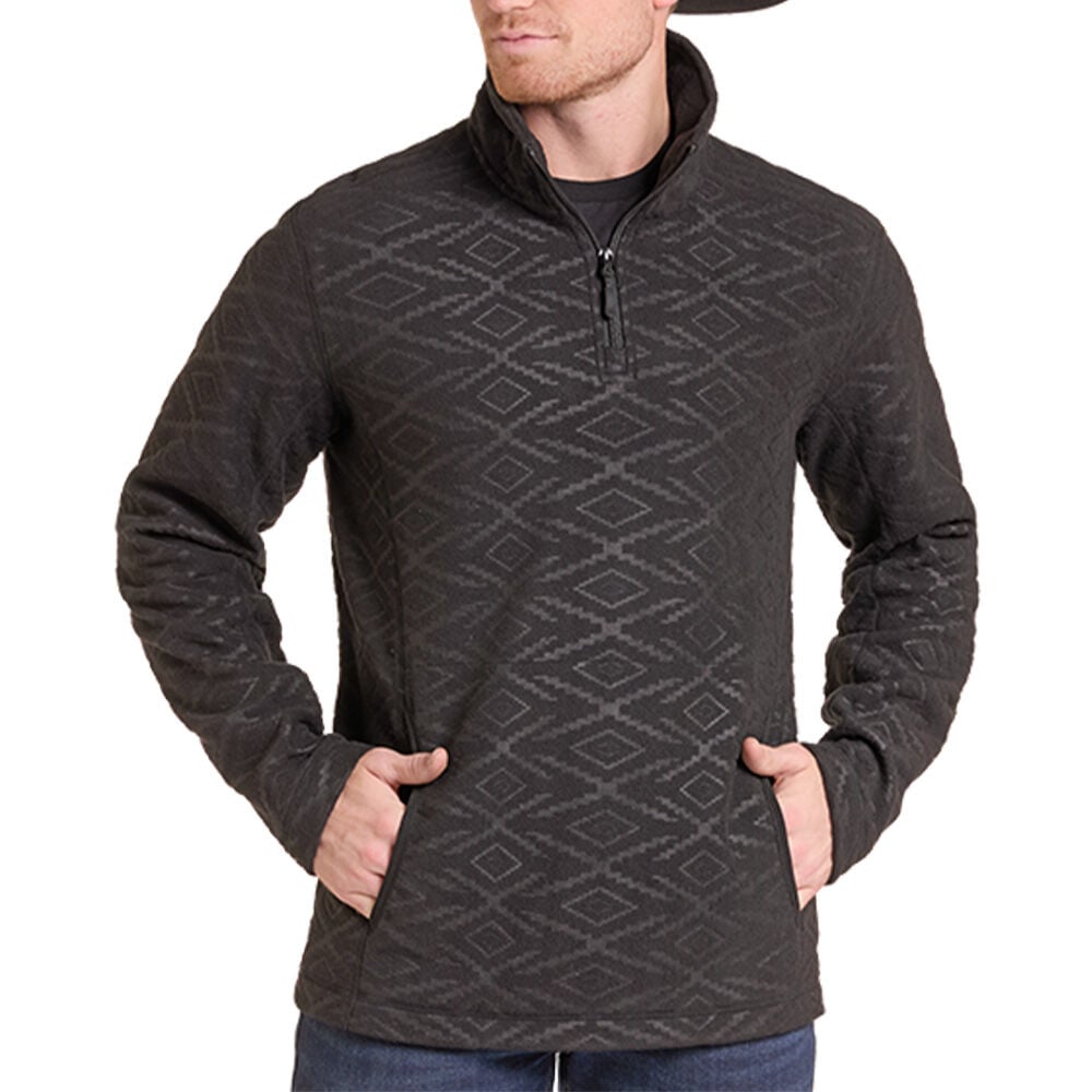image of Men's Embossed Fleece 1/4 Zip Pullover, Black