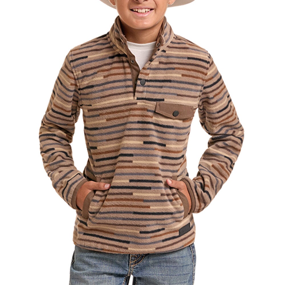 image of Kid's Stripe Printed Fleece Pullover