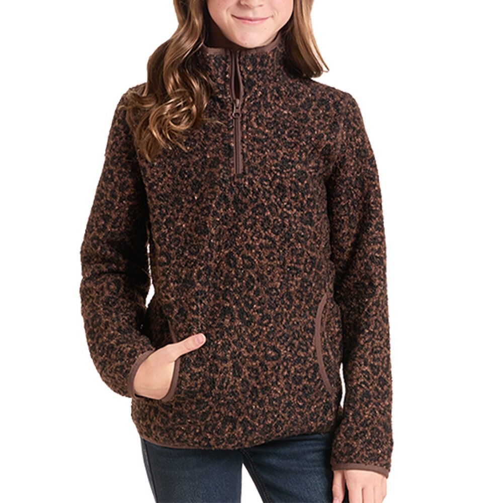 image of Kids' Cheetah Berber 1/4 Zip Pullover