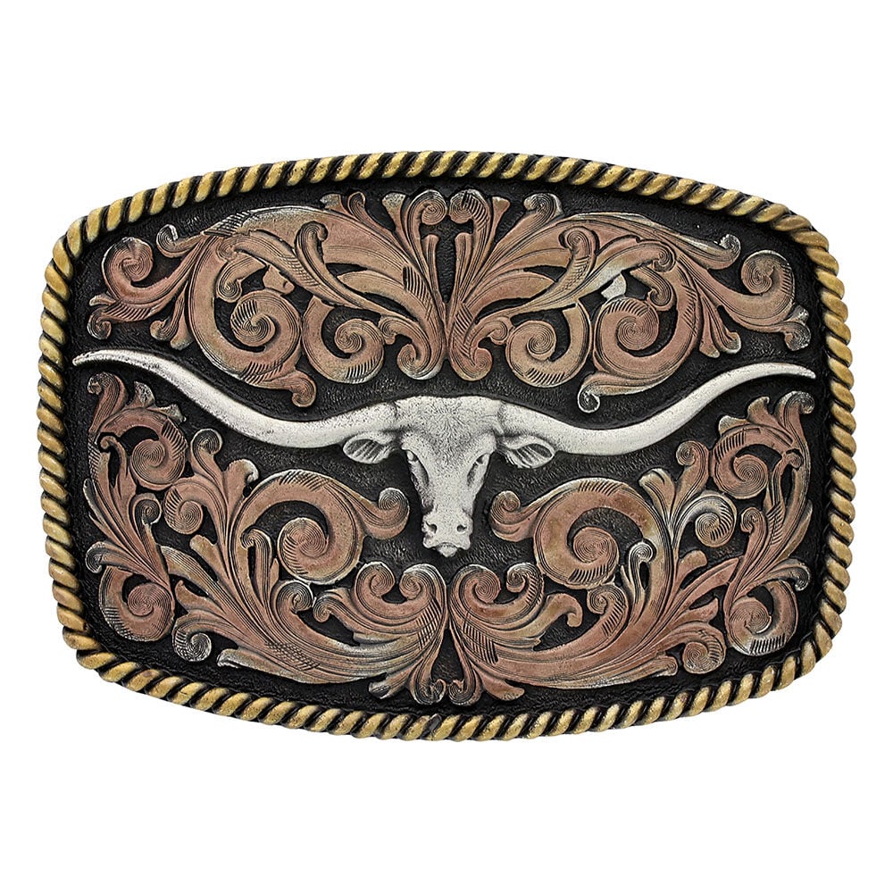 image of Tri-Color Texas Longhorn Attitude Buckle