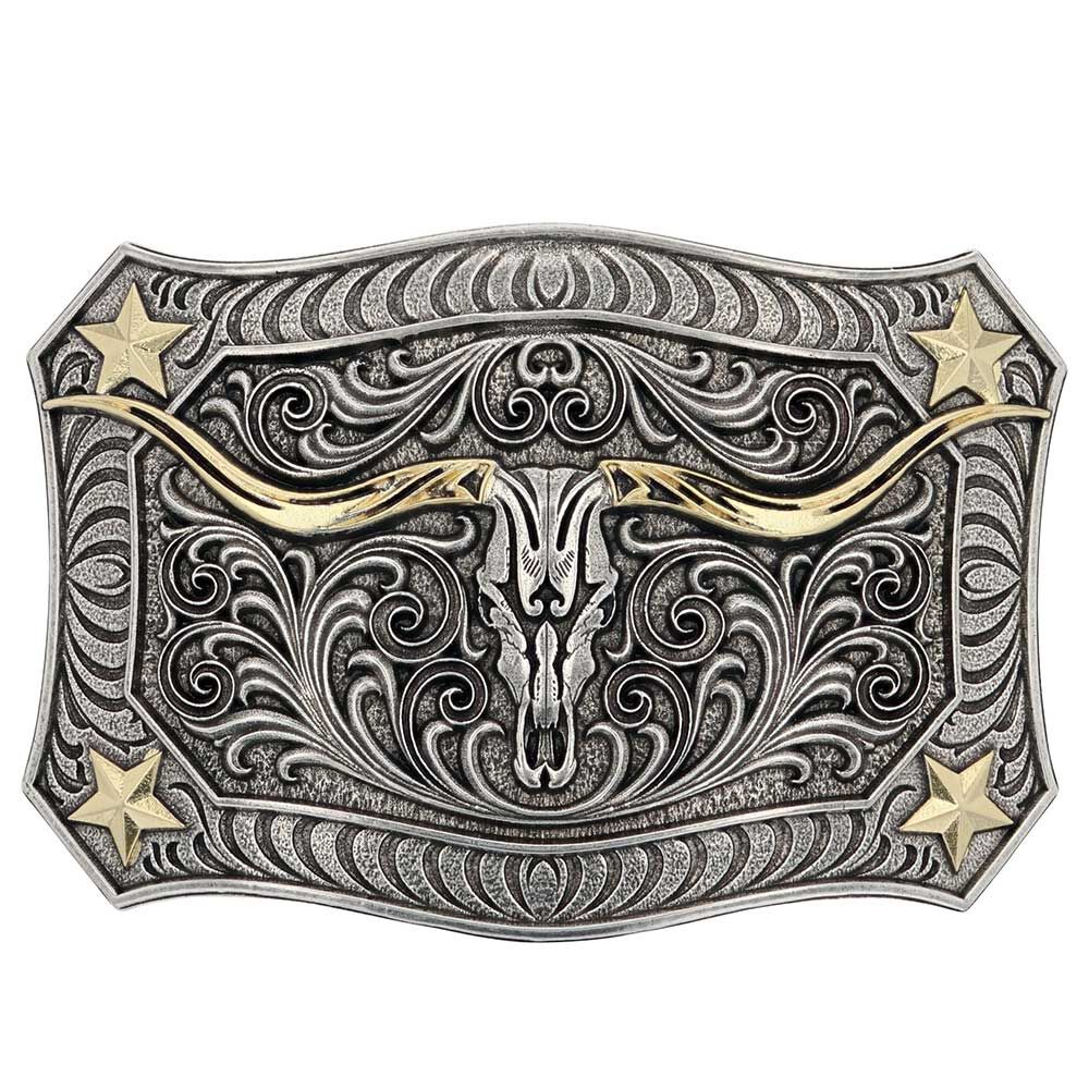 image of Longhorn Crest Filigree Attitude Belt Buckle