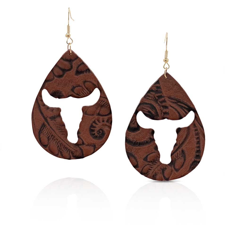 image of Longhorn Love Leather Attitude Earrings