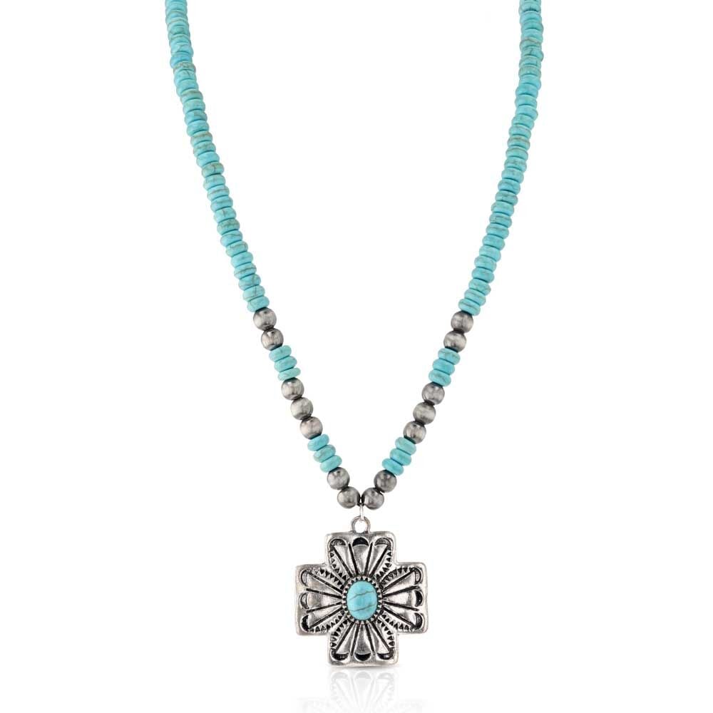 image of Petaled Turquoise Beaded Attitude Necklace