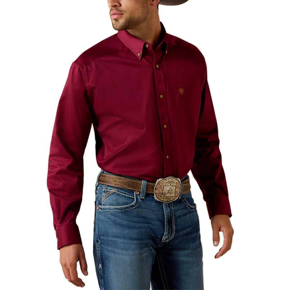 image of Men's Burgundy Solid Twill Classic Fit Shirt