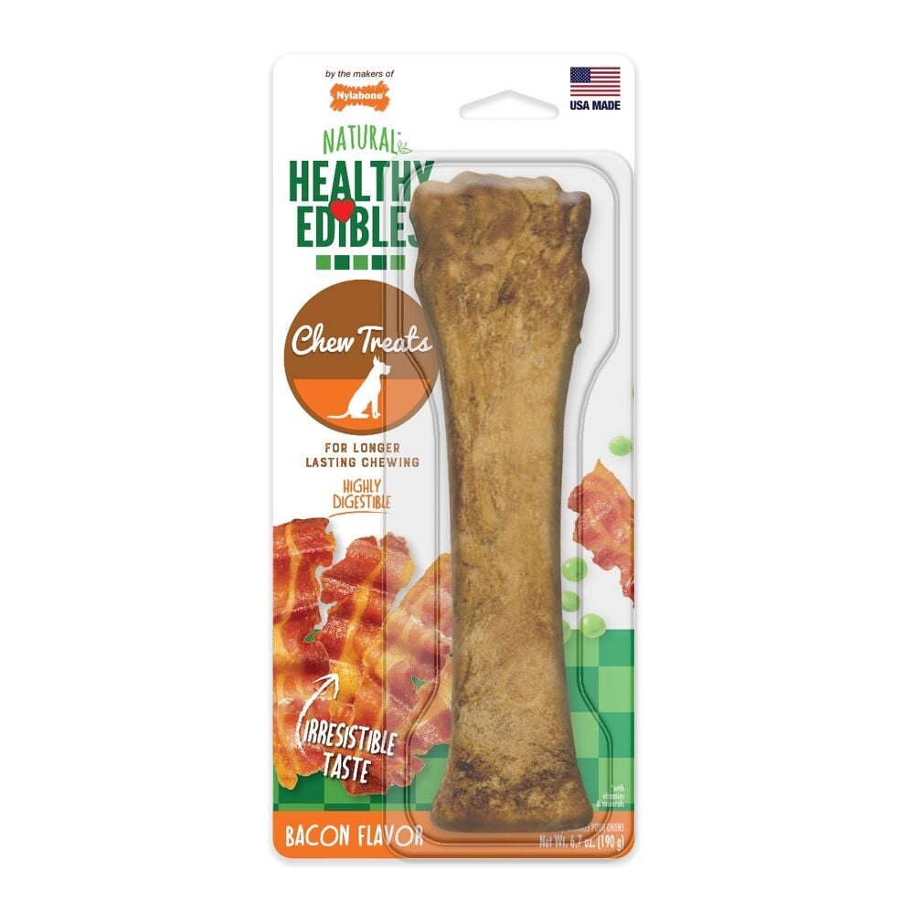 image of Healthy Edibles All-Natural Long Lasting Bacon Flavor Chew Treats, Souper 50+ lbs, 1 count