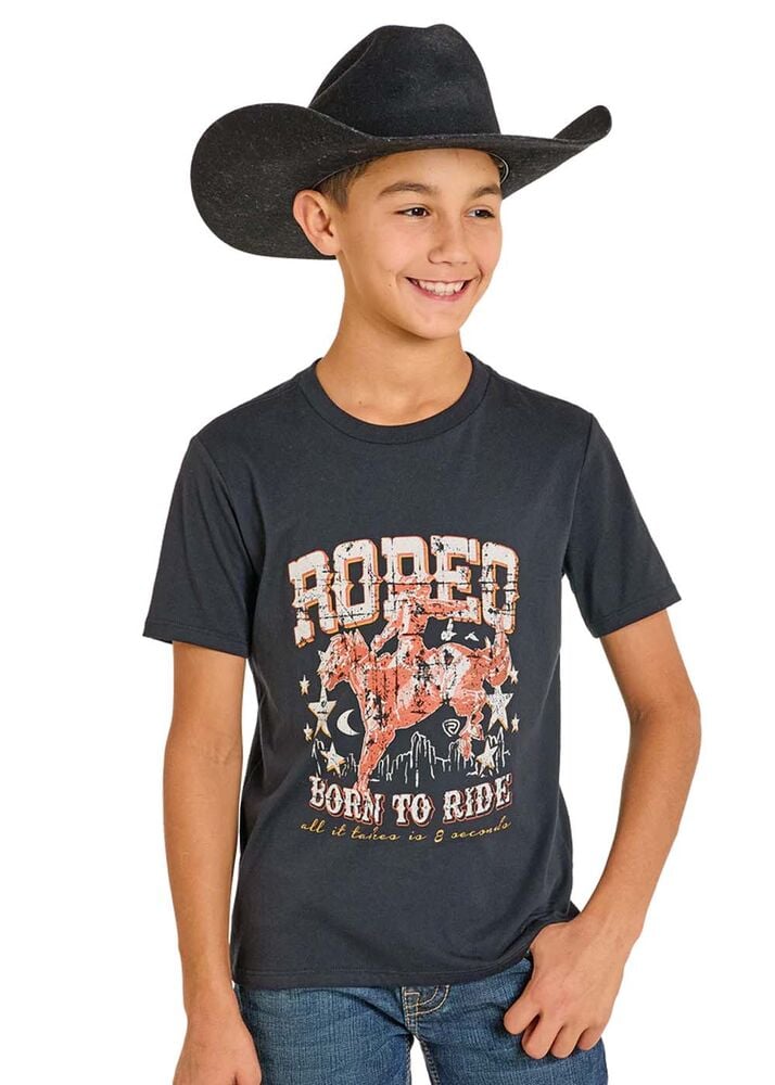 image of Boy's Graphic Short Sleeve Shirt, Black