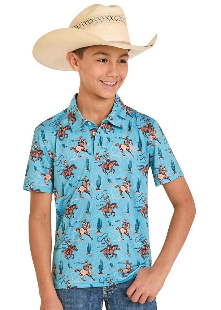 image of Boys' Wild West Cowboy Polo
Boys' Wild West Cowboy Polo, Peacock