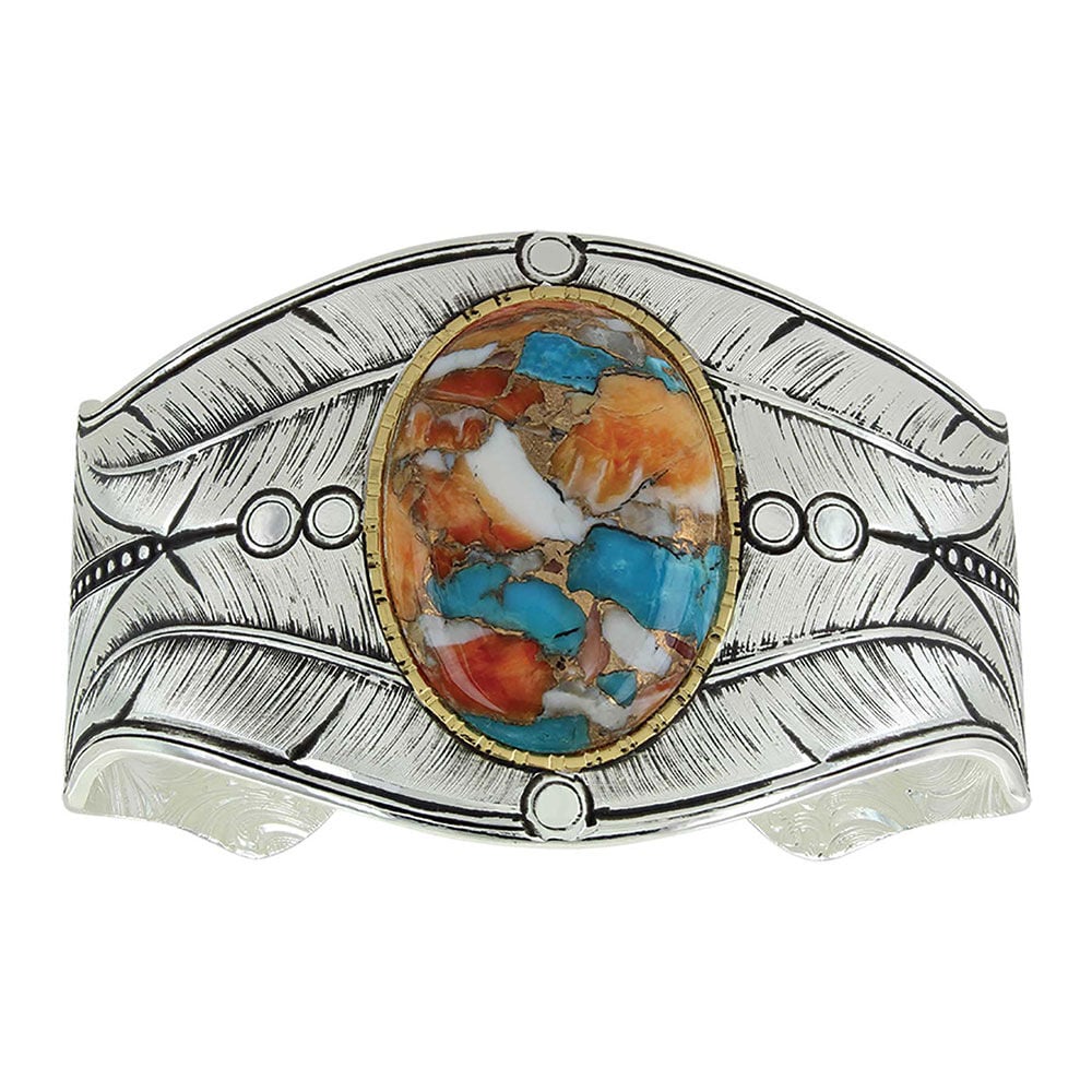 image of Nature's Beauty Glacier Turquoise Feather Cuff Bracelet