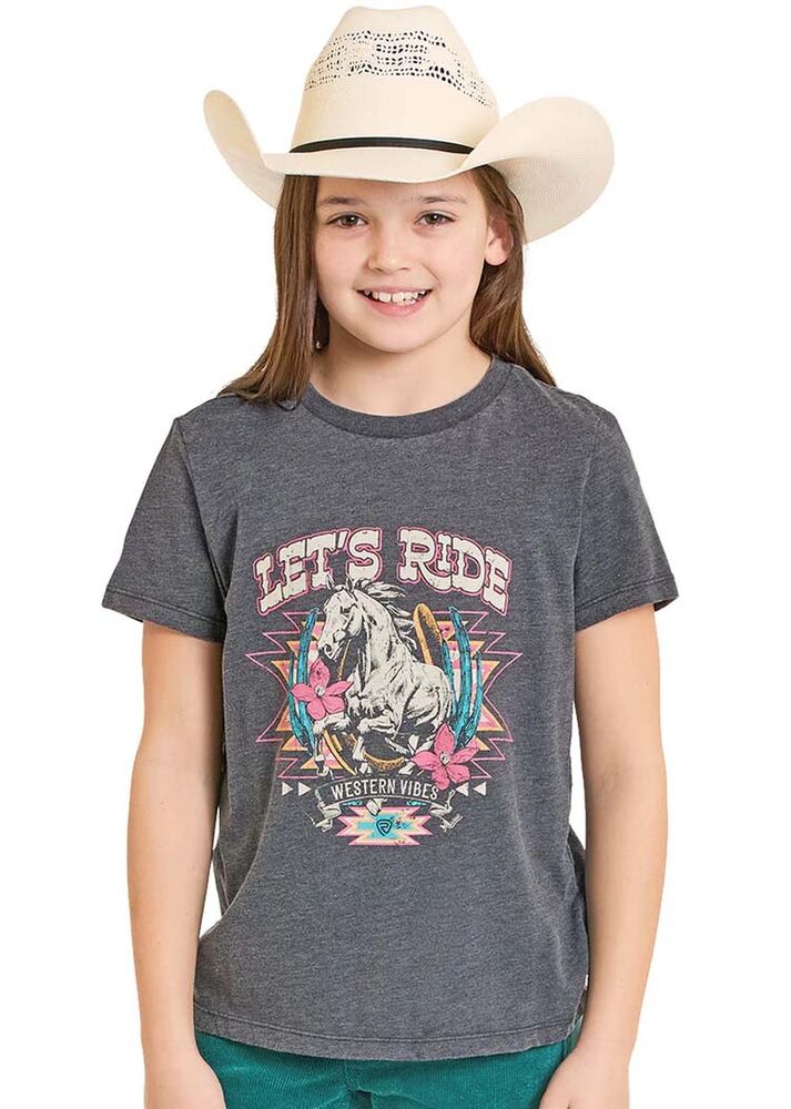 image of Girls' Let's Ride Graphic Tee, Gray