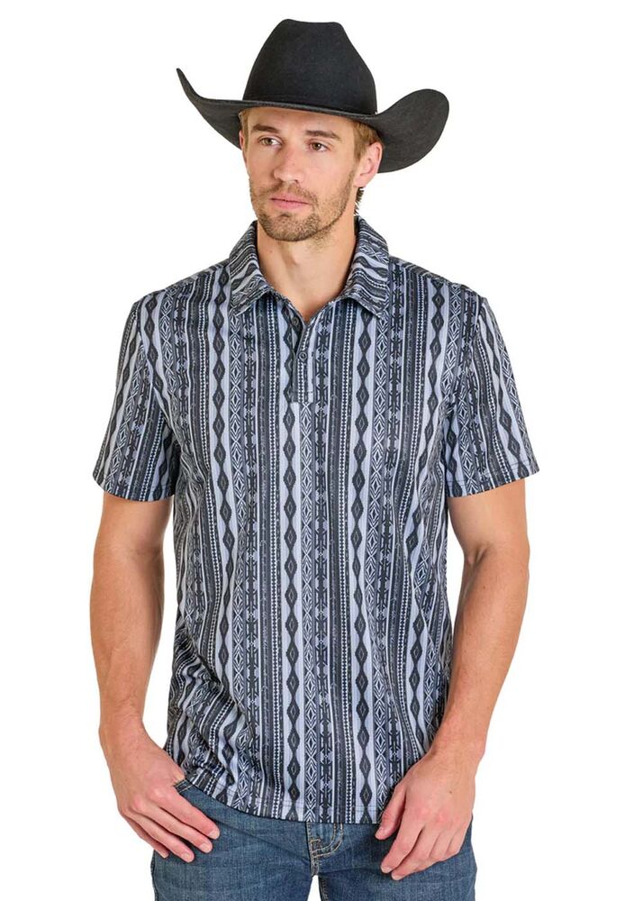 image of Men's Charcoal Aztec Polo, Gray