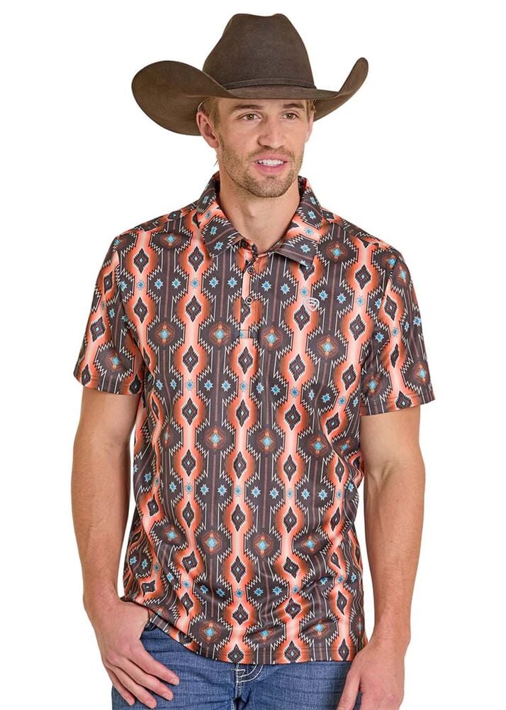 image of Men's Diamond Aztec Polo, Orange