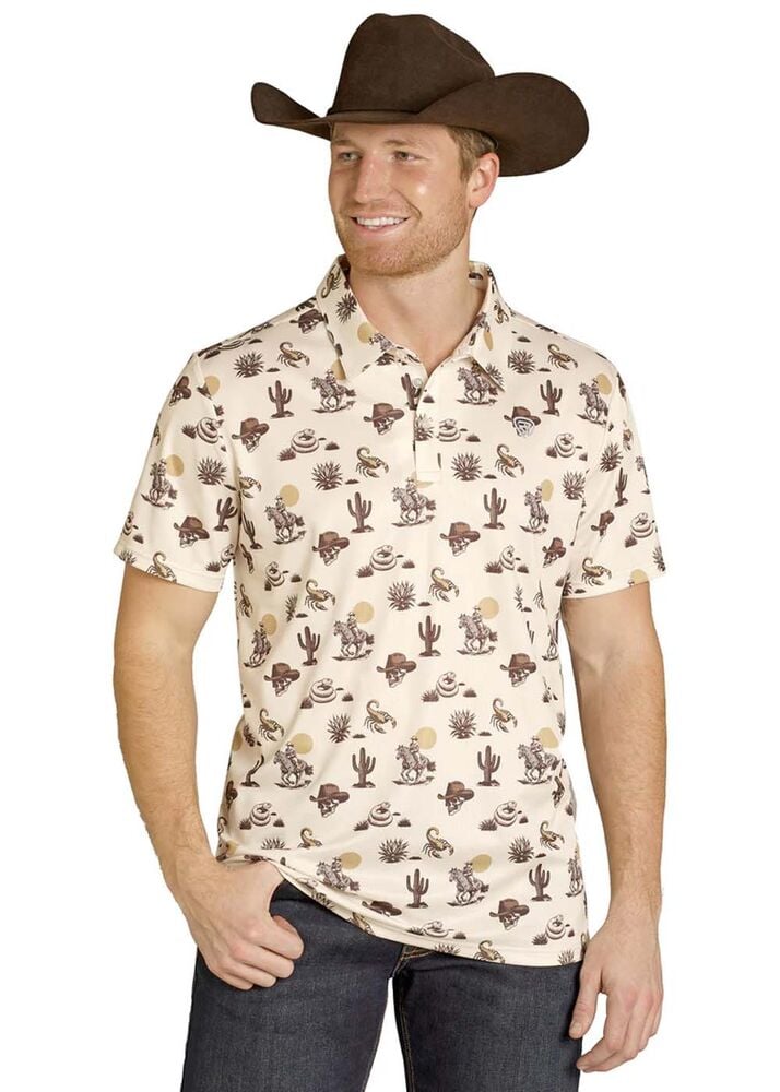 image of Men's Dale Brisby Western Print Polo, Cream