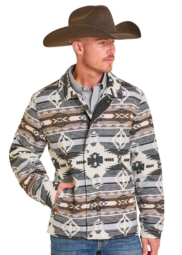 image of Men's Aztec Jacquared Jacket with Removable Collar, Gray