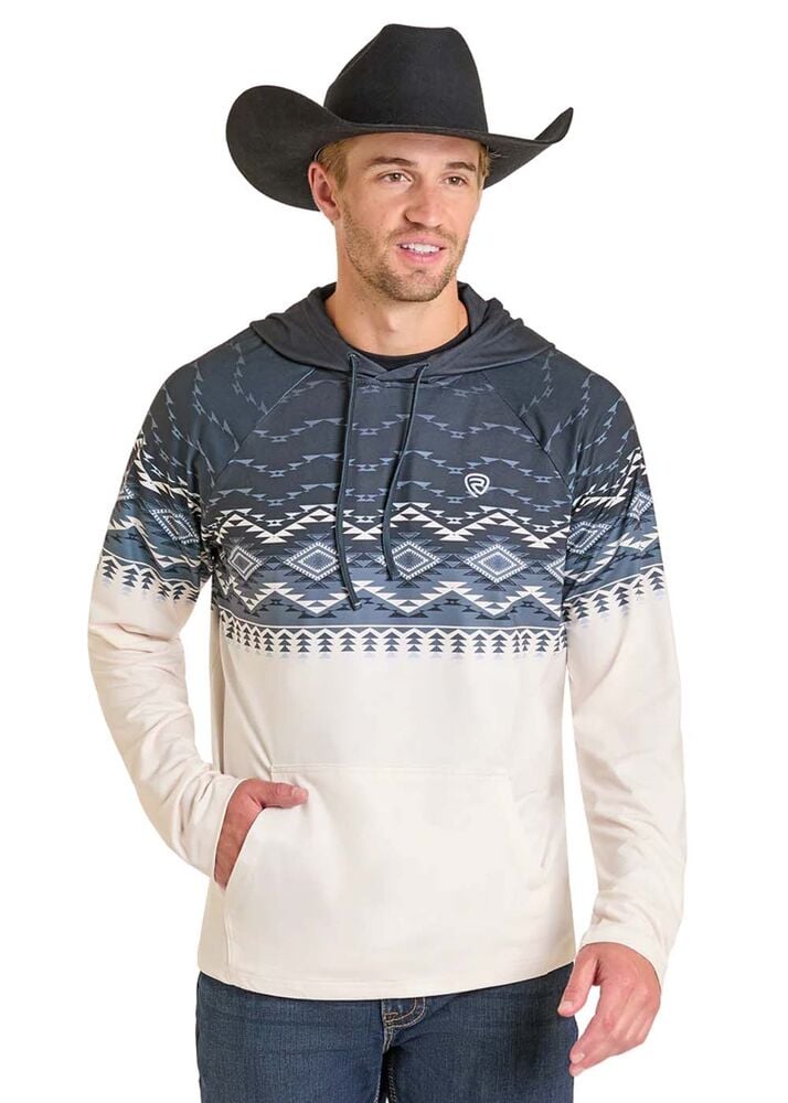 image of Men's Aztec Top Performance Hoodie, Blue