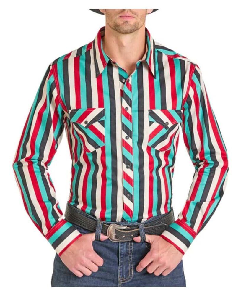 image of Men's Dale Brisby Snap Button Long Sleeve Shirt, Multi