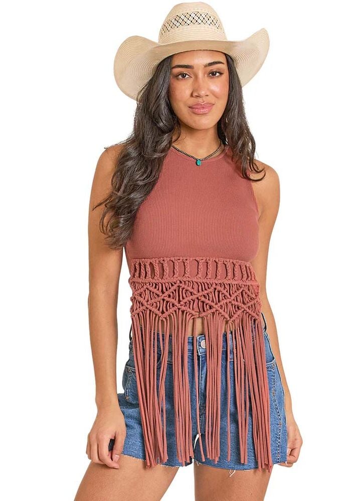 image of Women's Macramé Fringe Top, White