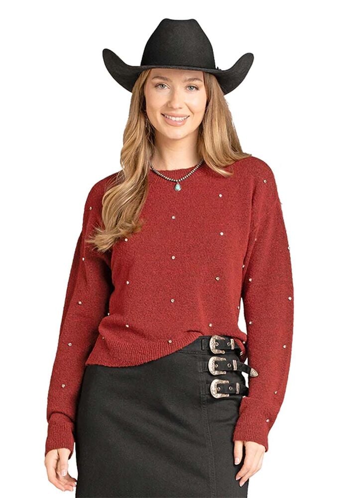 image of Women's Rhinestone Sweater, Red