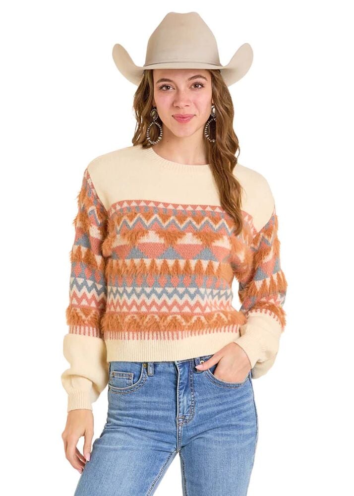 image of Women's Geo Striped Sweater, Multi
