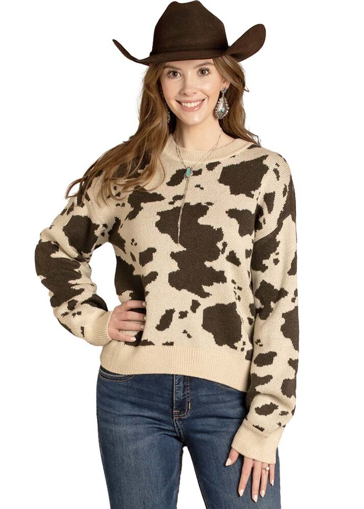 image of Women's Knit Sweater, Cowhide Print