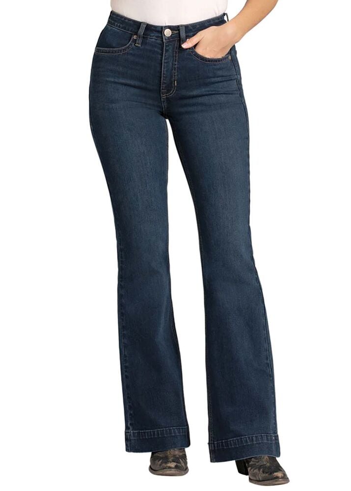 image of Women's High Rise Slim Fit Trouser, Dark Wash