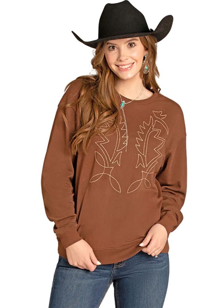 image of Women's Bootstitch Sweatshirt, Brown
