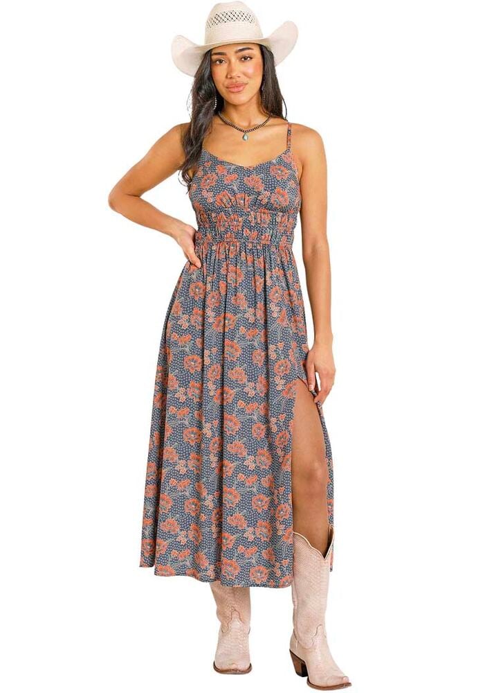 image of Women's Floral Print Midi Dress, Navy