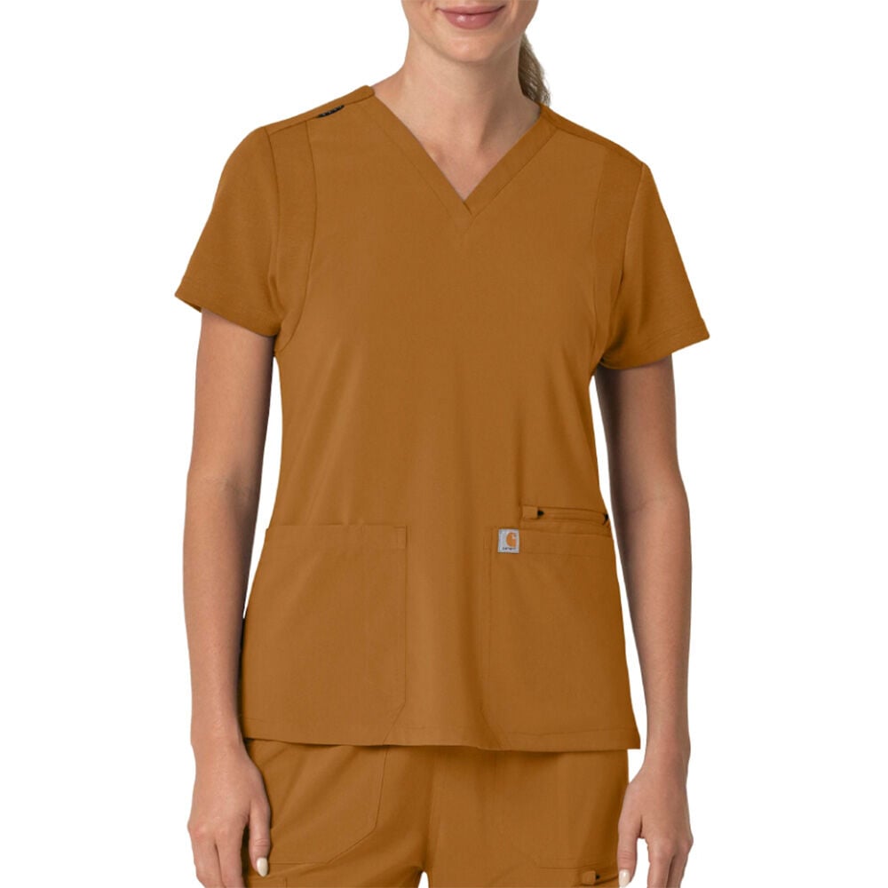 image of Women's Scrub Top- Cross-Flex, Four Pocket, Fox Brown