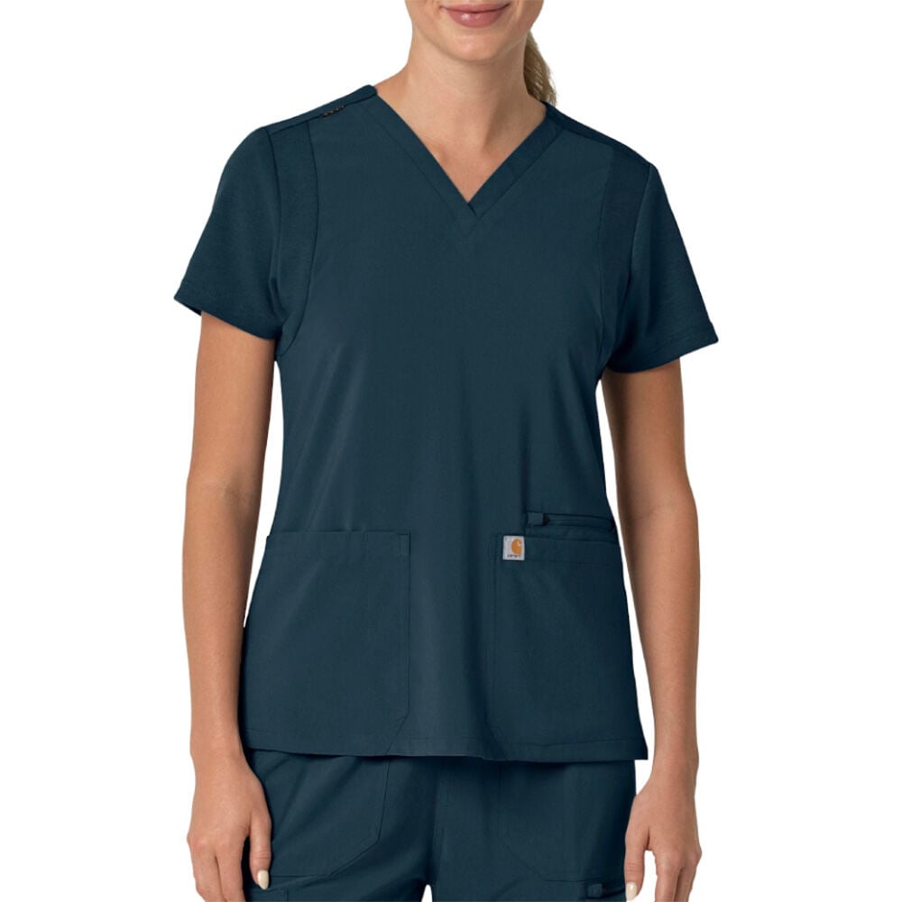 image of Women's Scrub Top- Cross-Flex, Four Pocket, Navy