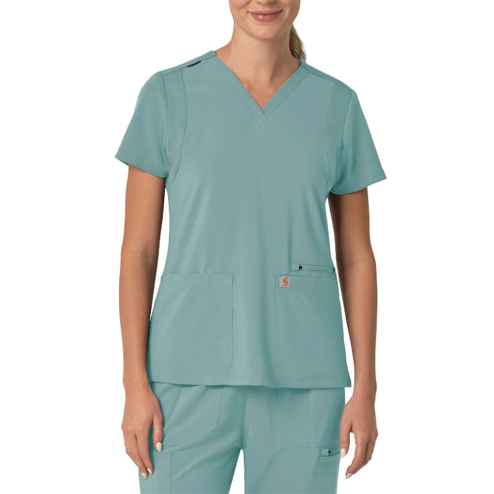 image of Women's Scrub Top- Cross-Flex, Four Pocketummer Blue