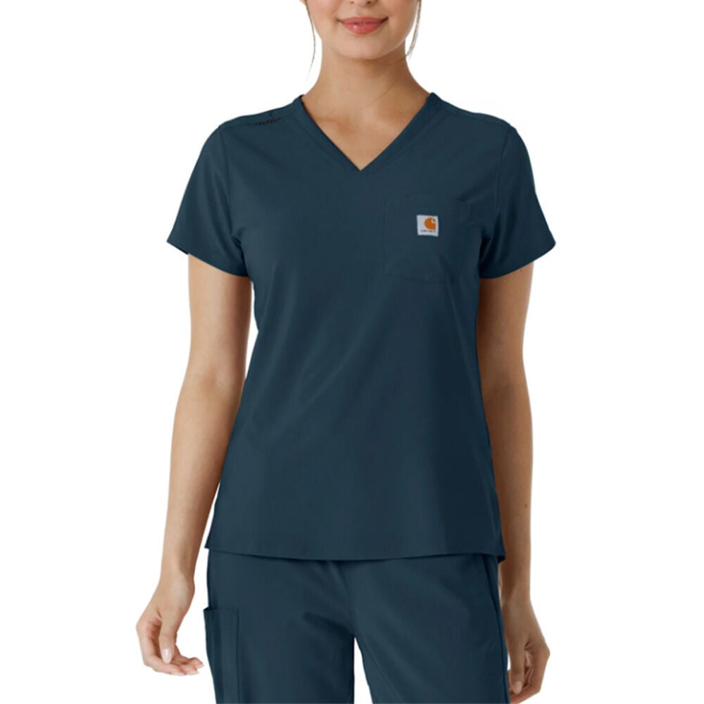 image of Women's Scrub Top- Cross-Flex, Chest Pocket, Navy
