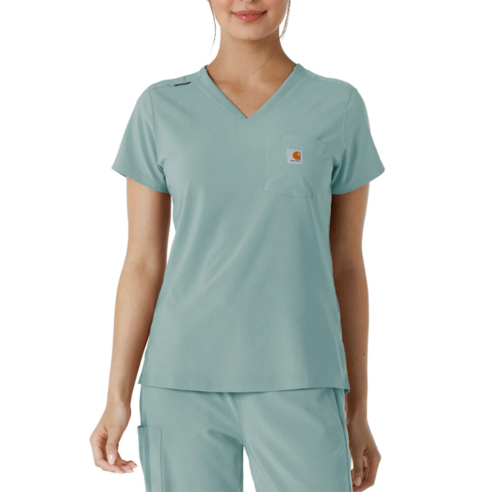 image of Women's Scrub Top- Cross-Flex, Chest Pocketummer Blue