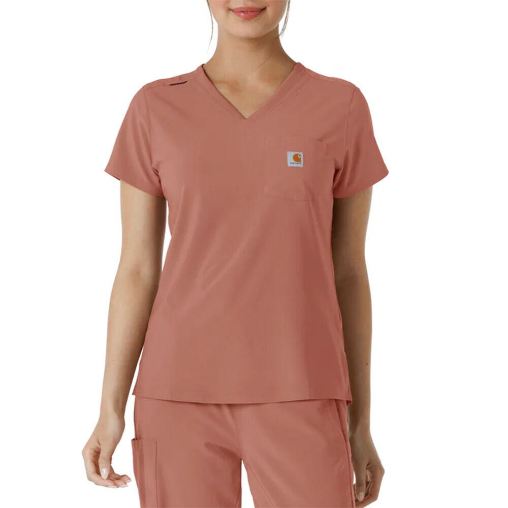 image of Women's Scrub Top- Cross-Flex, Chest Pocket, Wild Rose
