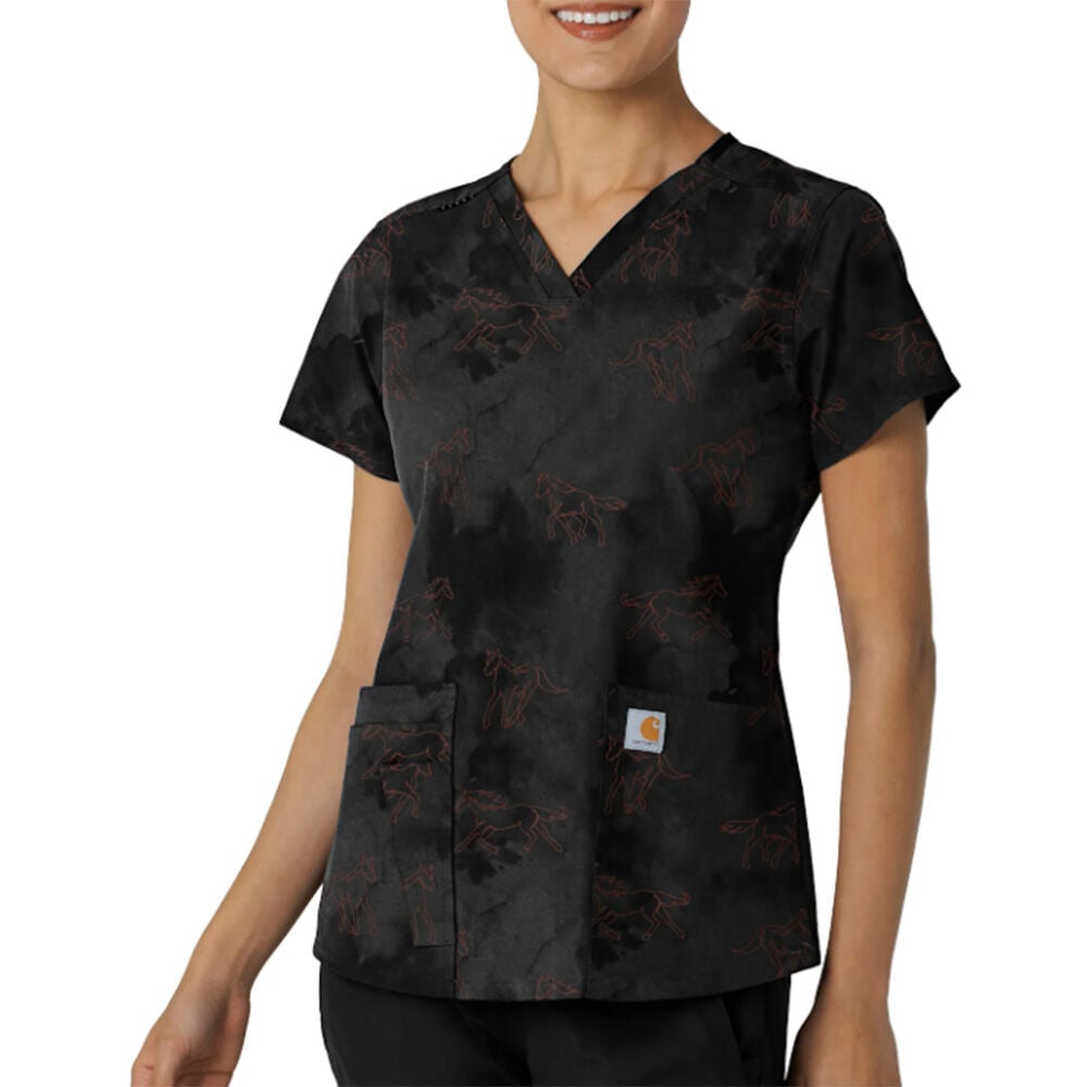 image of Women's Scrub Top- Rugged Flex, Four Pocketisty Ride Black