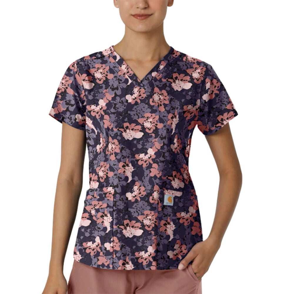 image of Women's Scrub Top- Rugged Flex, Four Pocket, Floral Burst