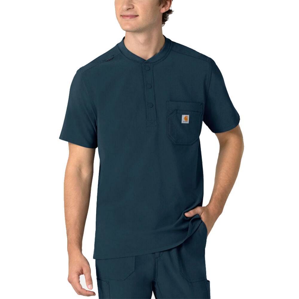 image of Men's Scrub Top- Cross-Flex, Chest Pocket, Navy